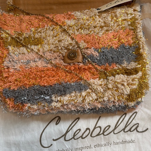 Cleobella Textured Crossbody Bag in Orange, Gold, and Gray - Picture 3 of 4